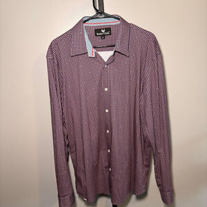 Men's Butter Cloth Casual Button Down Shirt XL‎ Red Blue Plaid
